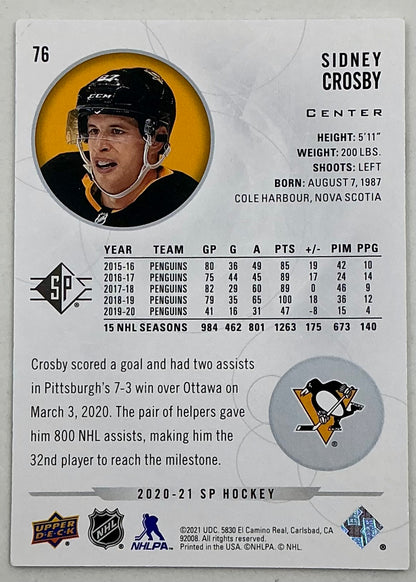 2020-2021 SP Authentic Sidney Crosby #76