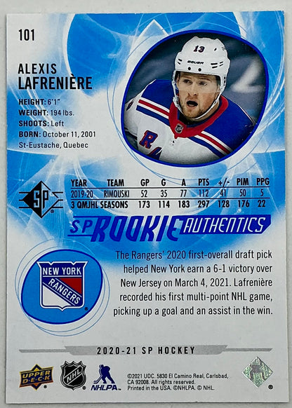 2020-2021 SP Rookie Authentic Alexis Lafrenière #101 [Blue]