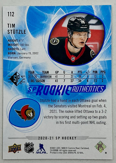 2020-2021 SP Rookie Authentic Tim Stützle #112 [Blue]