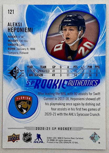 2020-2021 SP Rookie Authentic Aleksi Heponiemi #121 [Blue]