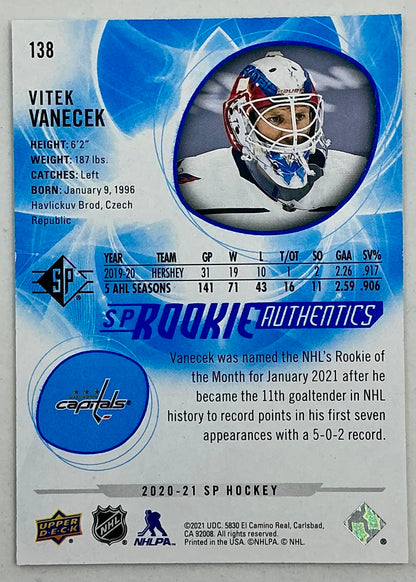 2020-2021 SP Rookie Authentic Vitek Vanecek #138 [Blue]