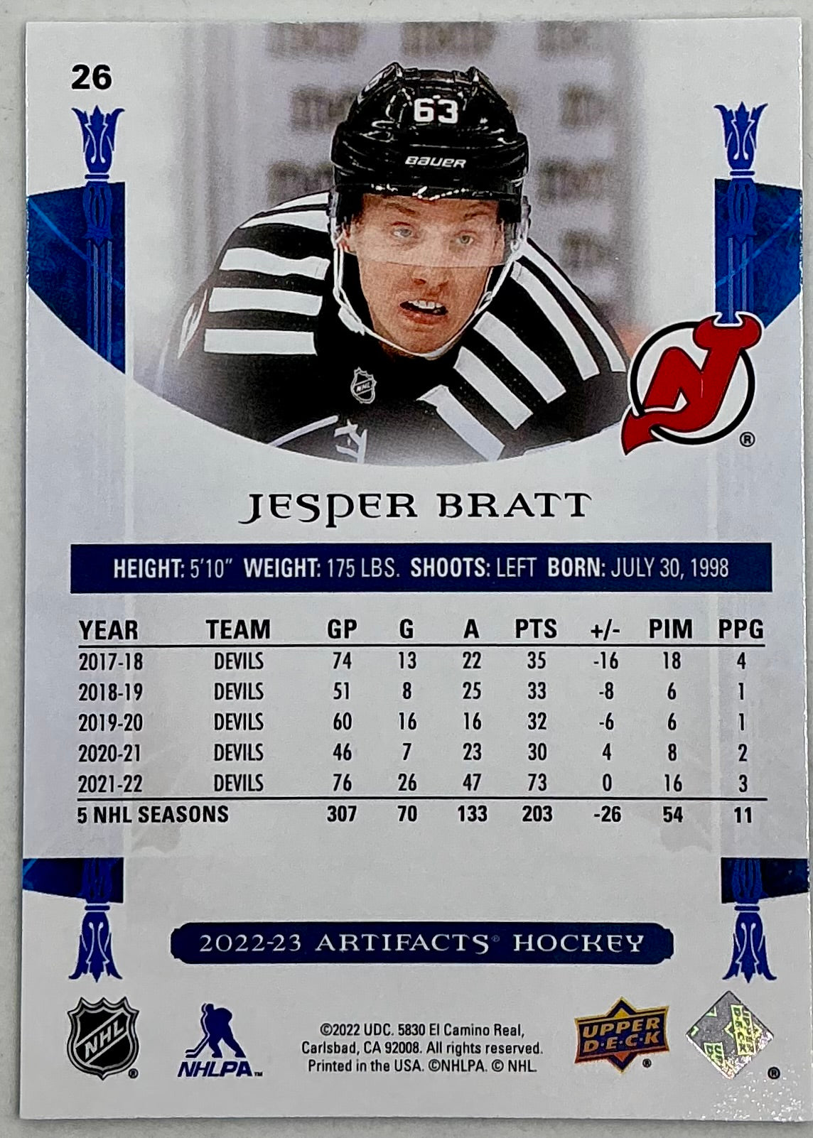 2022-2023 UD Artifacts Jesper Bratt #26