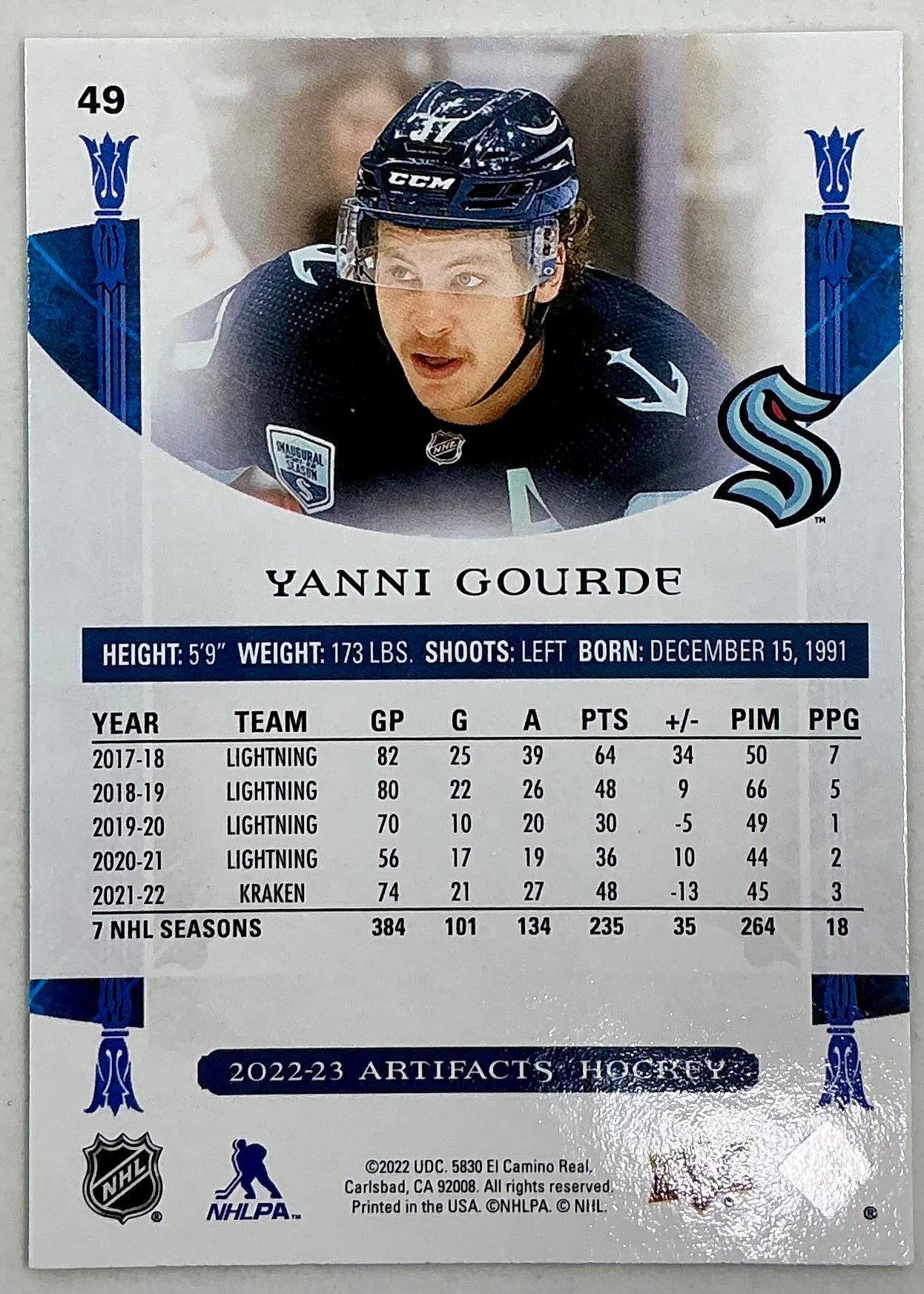 2022-2023 UD Artifacts Yanni Gourde #49
