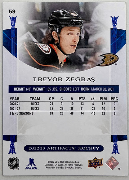 2022-2023 UD Artifacts Trevor Zegras #59 [Royal Blue]