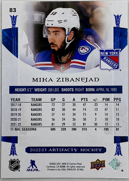 2022-2023 UD Artifacts Mika Zibanejad #83