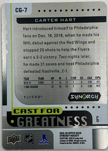 2019-2020 UD Synergy Cast for Greatness Carter Hart #CG-7