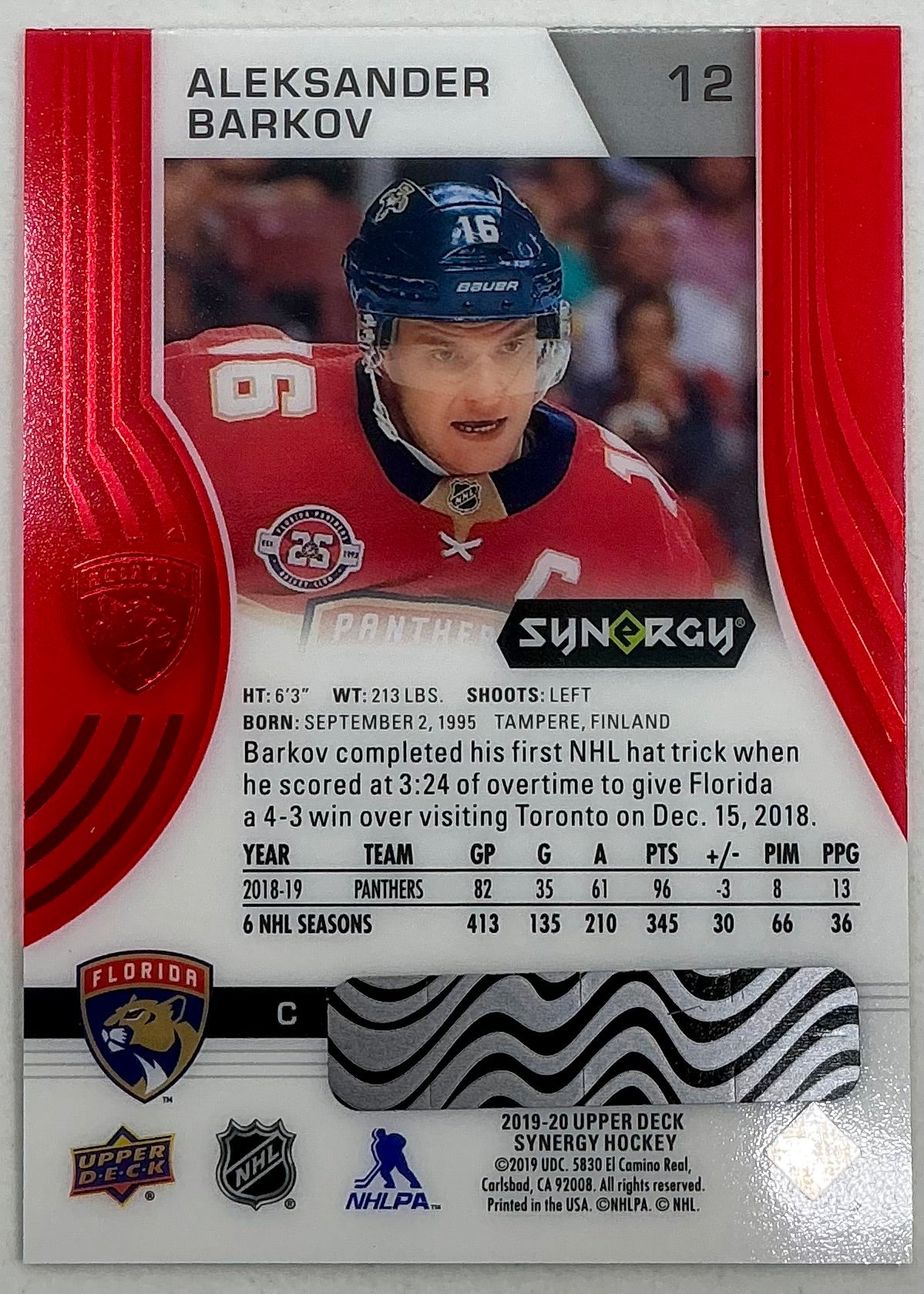 2019-2020 UD Synergy Parallel Aleksander Barkov #12 [Red] Bounty