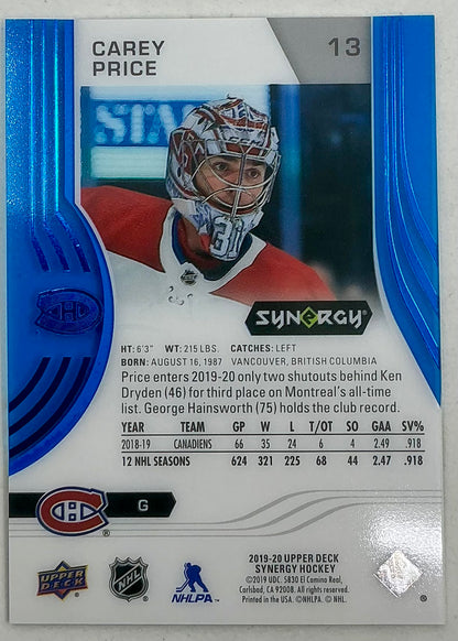 2019-2020 UD Synergy Parallel Carey Price #13 [Blue]