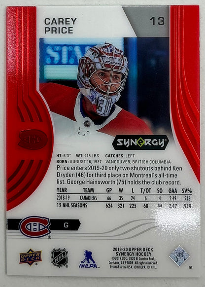 2019-2020 UD Synergy Parallel Carey Price #13 [Red]