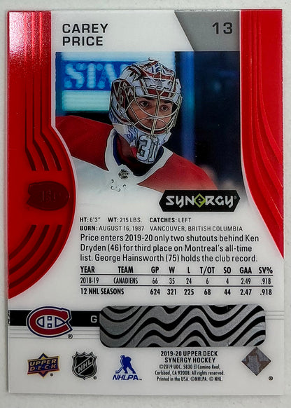 2019-2020 UD Synergy Parallel Carey Price #13 [Red]