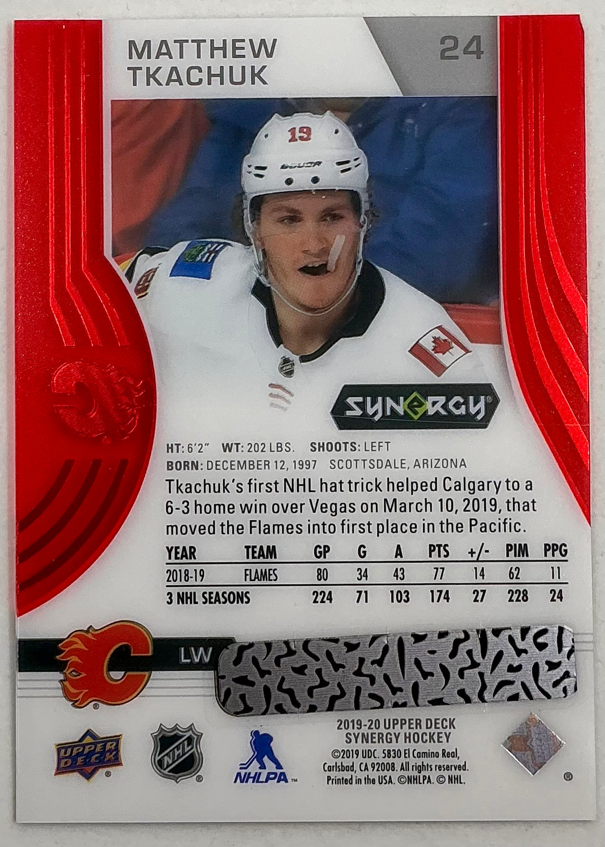 2019-2020 UD Synergy Parallel Matthew Tkachuk #24 [Red]