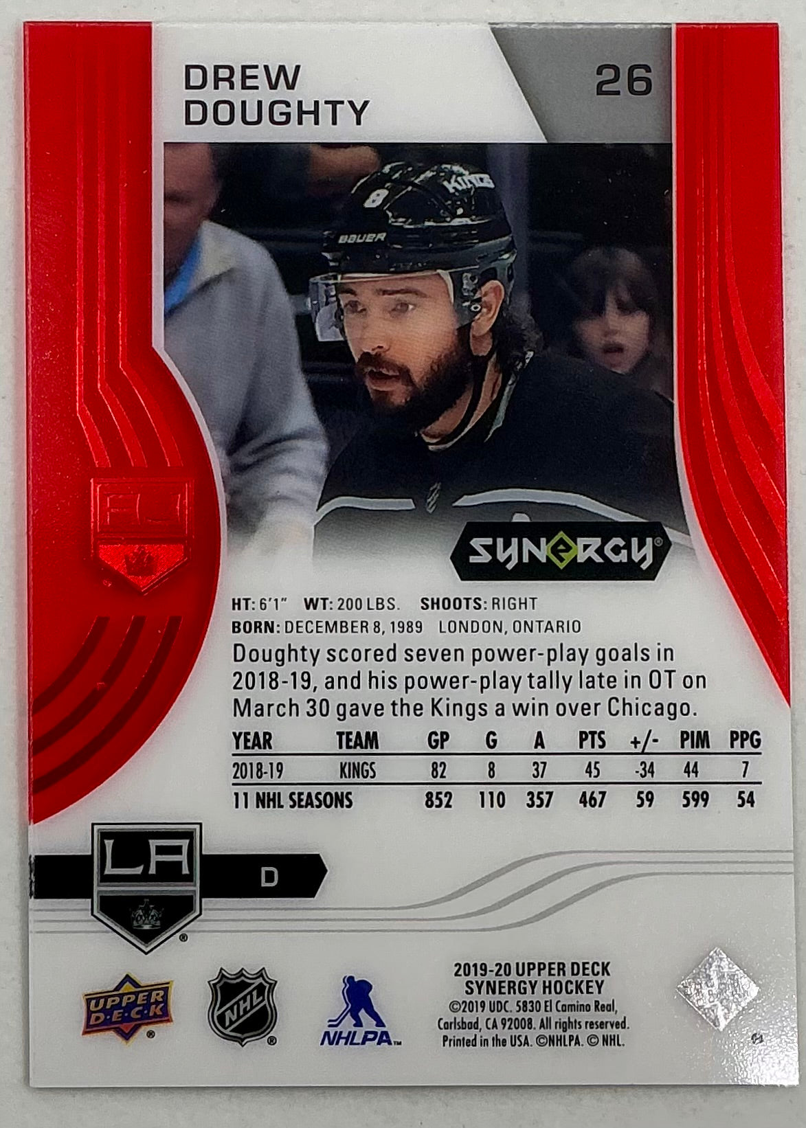 2019-2020 UD Synergy Parallel Drew Doughty #26 [Red]