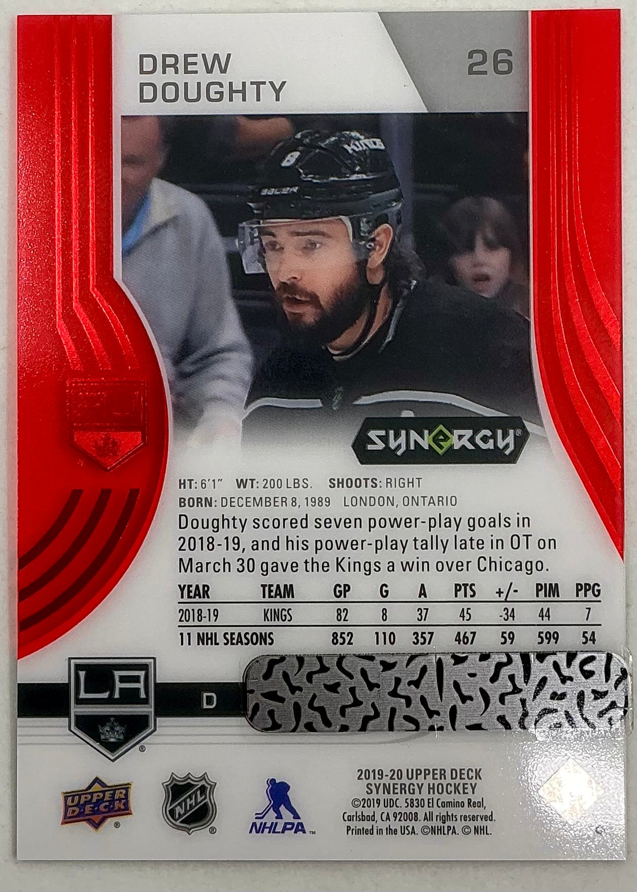2019-2020 UD Synergy Parallel Drew Doughty #26 [Red]