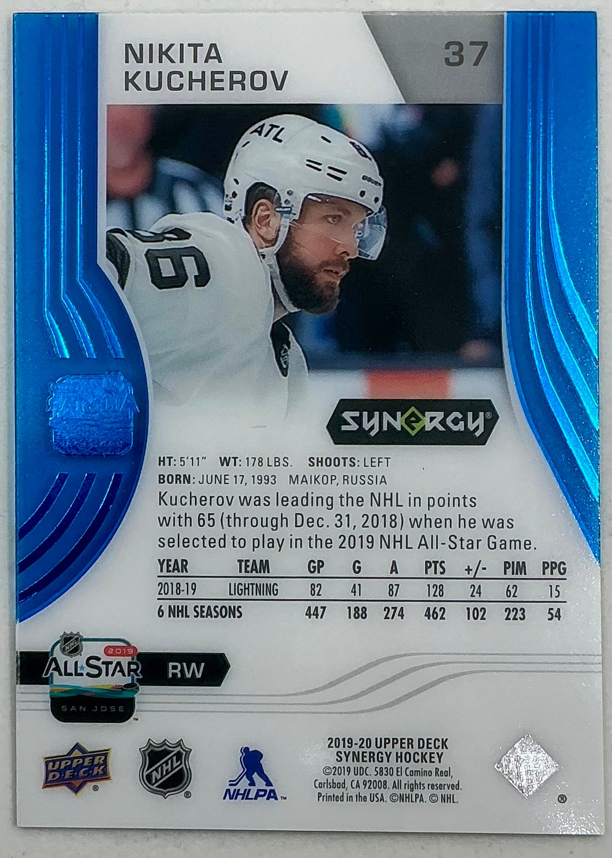 2019-2020 UD Synergy Parallel Nikita Kucherov #37 [Blue]