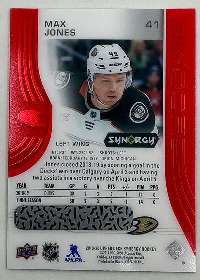 2019-2020 UD Synergy Parallel Rookie Max Jones #41 [Red]