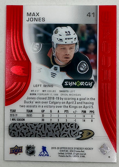2019-2020 UD Synergy Parallel Rookie Max Jones #41 [Red]