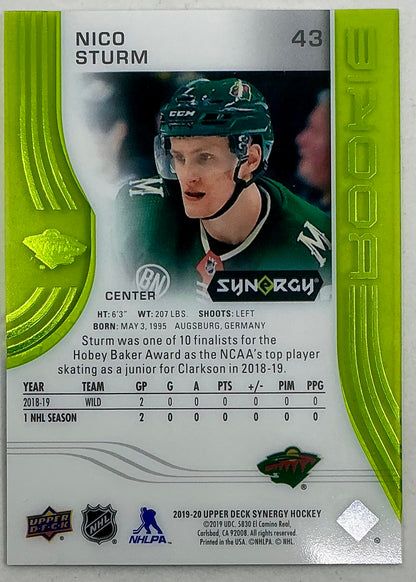2019-2020 UD Synergy Parallel Rookie Nico Sturm #43 [Green] /299
