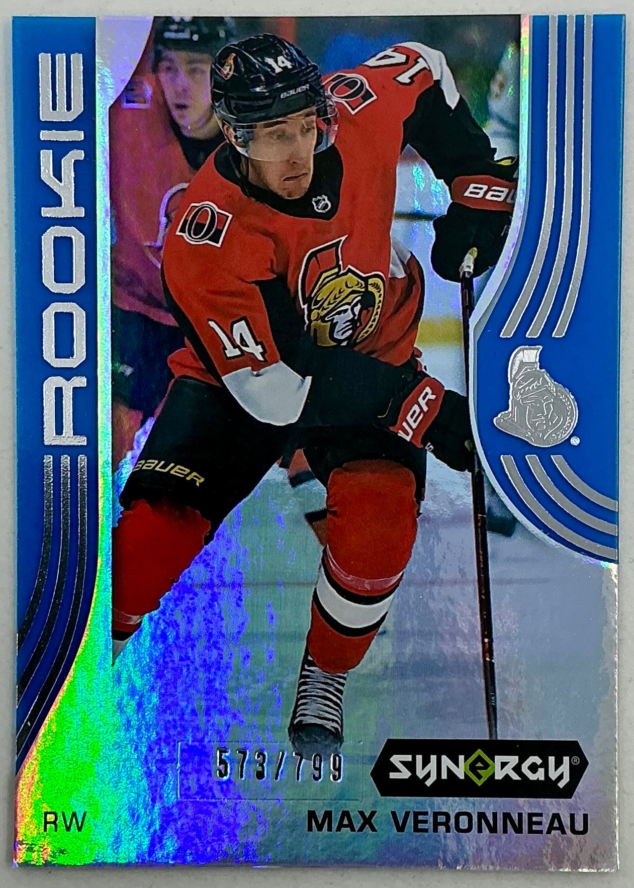 2019-2020 UD Synergy Parallel Rookie Max Veronneau #47 [Blue]