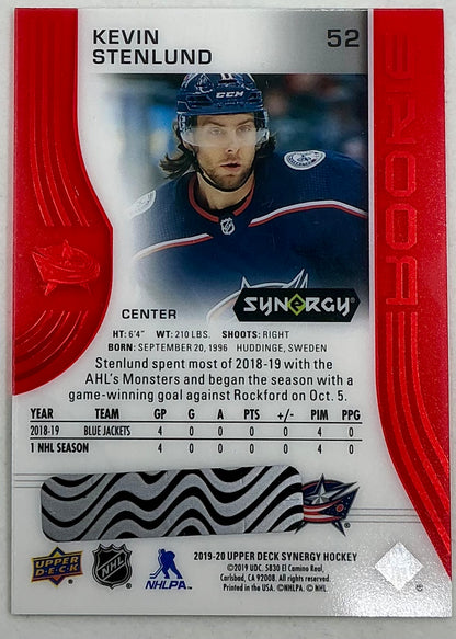 2019-2020 UD Synergy Parallel Rookie Kevin Stenlund #52 [Red] Bounty