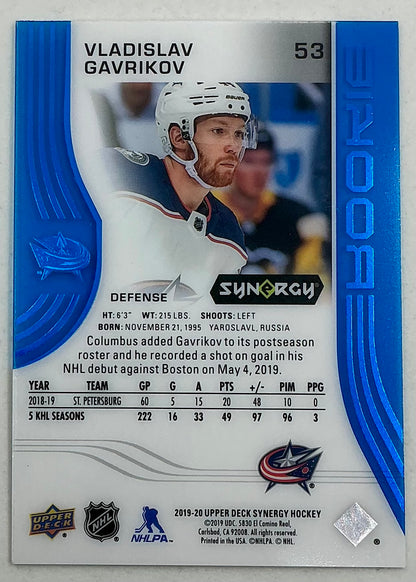 2019-2020 UD Synergy Parallel Rookie Vladislav Gavrikov #53 [Blue]