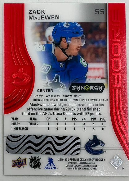 2019-2020 UD Synergy Parallel Rookie Zack MacEwen #55 [Red] Bounty
