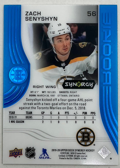 2019-2020 UD Synergy Parallel Rookie Zach Senyshyn #56 [Blue] /399