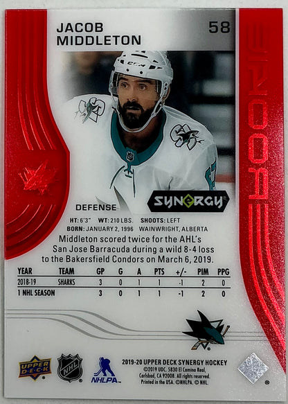 2019-2020 UD Synergy Parallel Rookie Jacob Middleton #58 [Red] Bounty