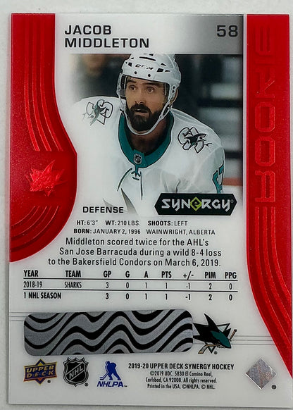 2019-2020 UD Synergy Parallel Rookie Jacob Middleton #58 [Red] Bounty