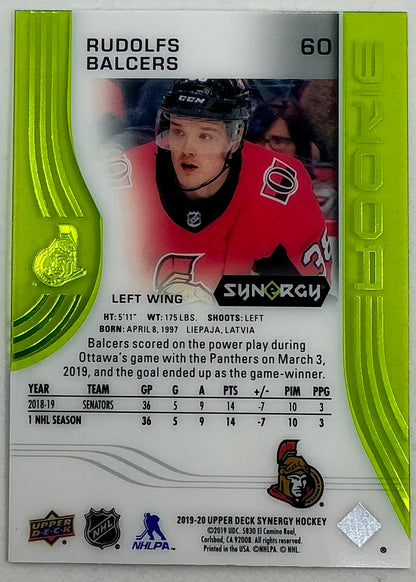 2019-2020 UD Synergy Parallel Rookie Rudolfs Balcers #60 [Green] /199