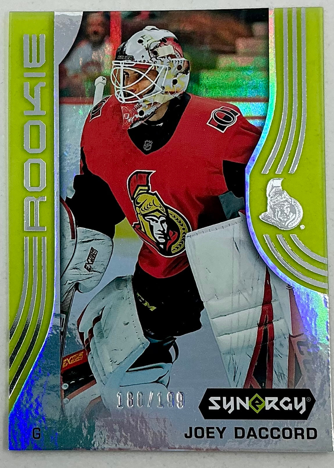 2019-2020 UD Synergy Parallel Rookie Joey Daccord #62 [Green] /199
