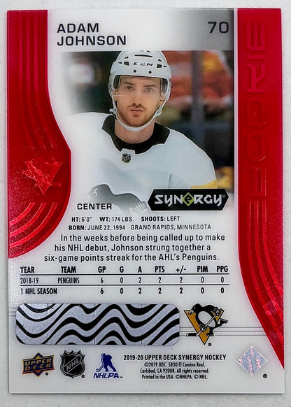 2019-2020 UD Synergy Parallel Rookie Adam Johnson #70 [Red] Bounty