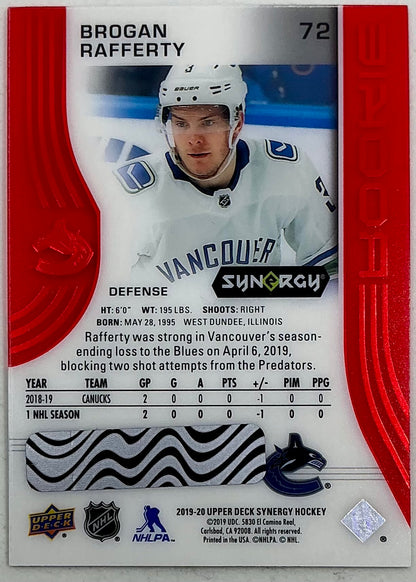 2019-2020 UD Synergy Parallel Rookie Brogan Rafferty #72 [Red] Bounty