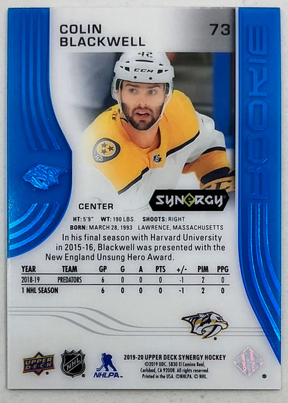 2019-2020 UD Synergy Parallel Rookie Colin Blackwell #73 [Blue] /399