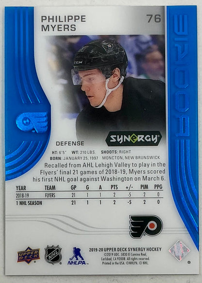2019-2020 UD Synergy Parallel Rookie Philippe Myers #76 [Blue] /399