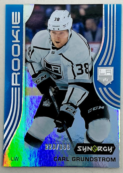 2019-2020 UD Synergy Parallel Rookie Carl Grundstrom #81 [Blue] /399