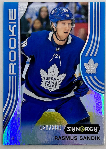 2019-2020 UD Synergy Parallel Rookie Rasmus Sandin #83 [Blue] /399