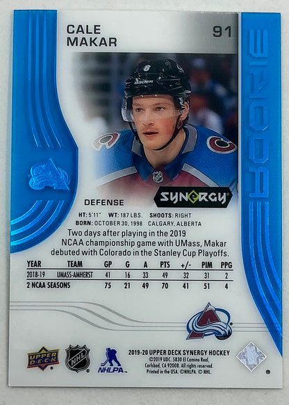 2019-2020 UD Synergy Parallel Rookie Cale Makar #91 [Blue] /399