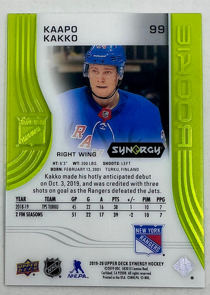 2019-2020 UD Synergy Parallel Rookie Kaapo Kakko #99 [Green] /99