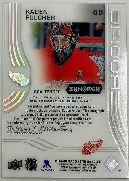2019-2020 UD Synergy Parallel Rookie Autographed Kaden Fulcher #66 [Silver] /19