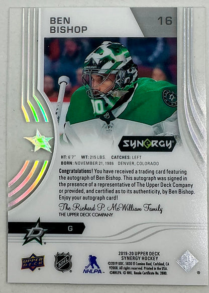 2019-2020 UD Synergy Parallel Rookie Autographed Ben Bishop #16 [Silver] /19