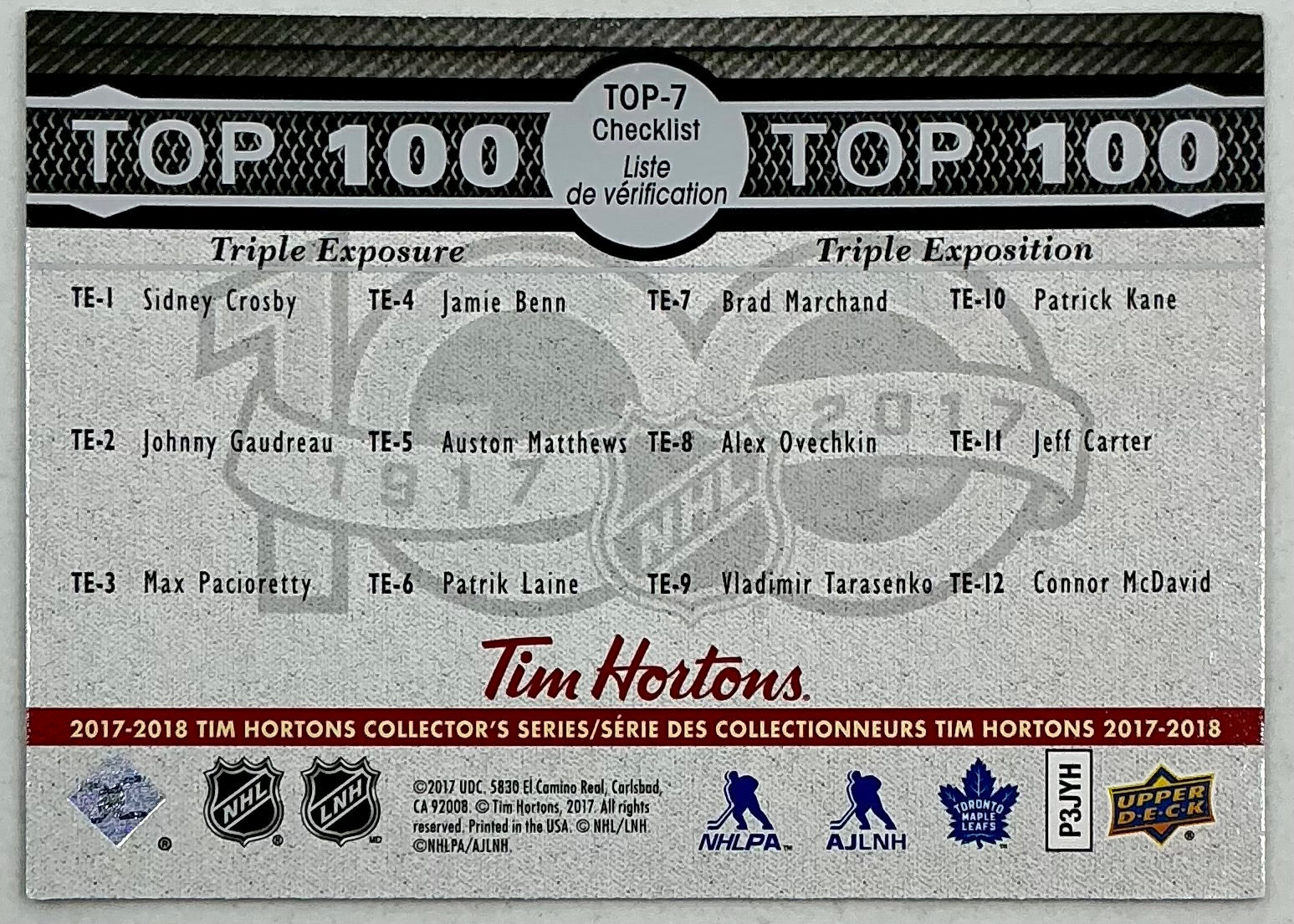 2017-2018 UD Tim Hortons Top 100 Tim Horton