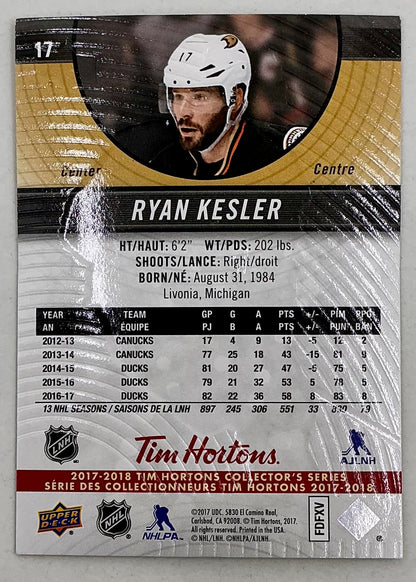 2017-2018 UD Tim Hortons Ryan Kesler #17