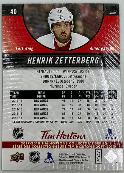 2017-2018 UD Tim Hortons Henrik Zetterberg #40