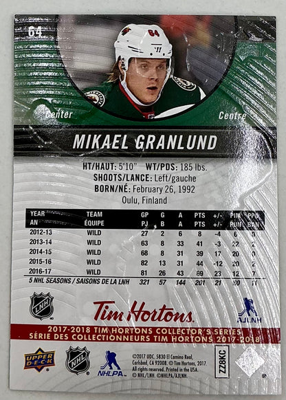 2017-2018 UD Tim Hortons Mikael Granlund #64