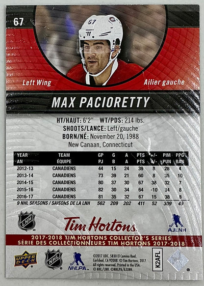 2017-2018 UD Tim Hortons Max Pacioretty #67