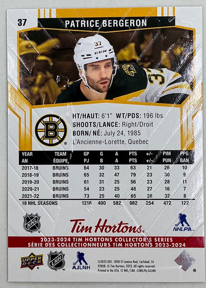 2023-2024 UD Tim Hortons Patrice Bergeron #37