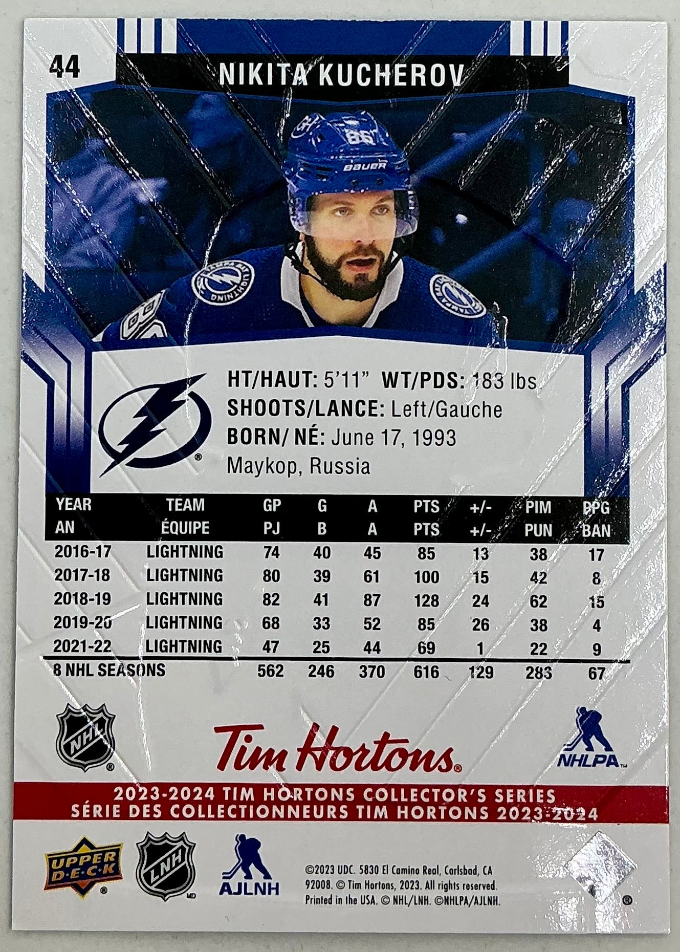 2023-2024 UD Tim Hortons Nikita Kucherov #44