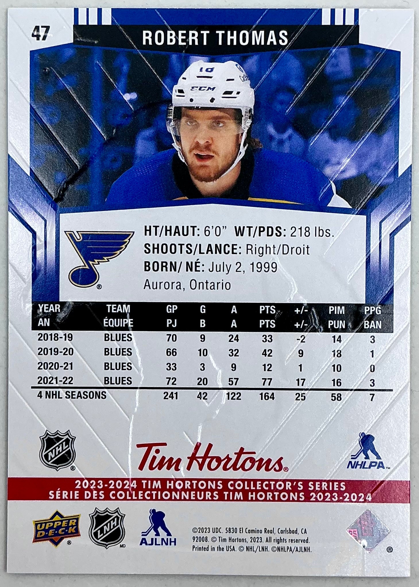 2023-2024 UD Tim Hortons Robert Thomas #47