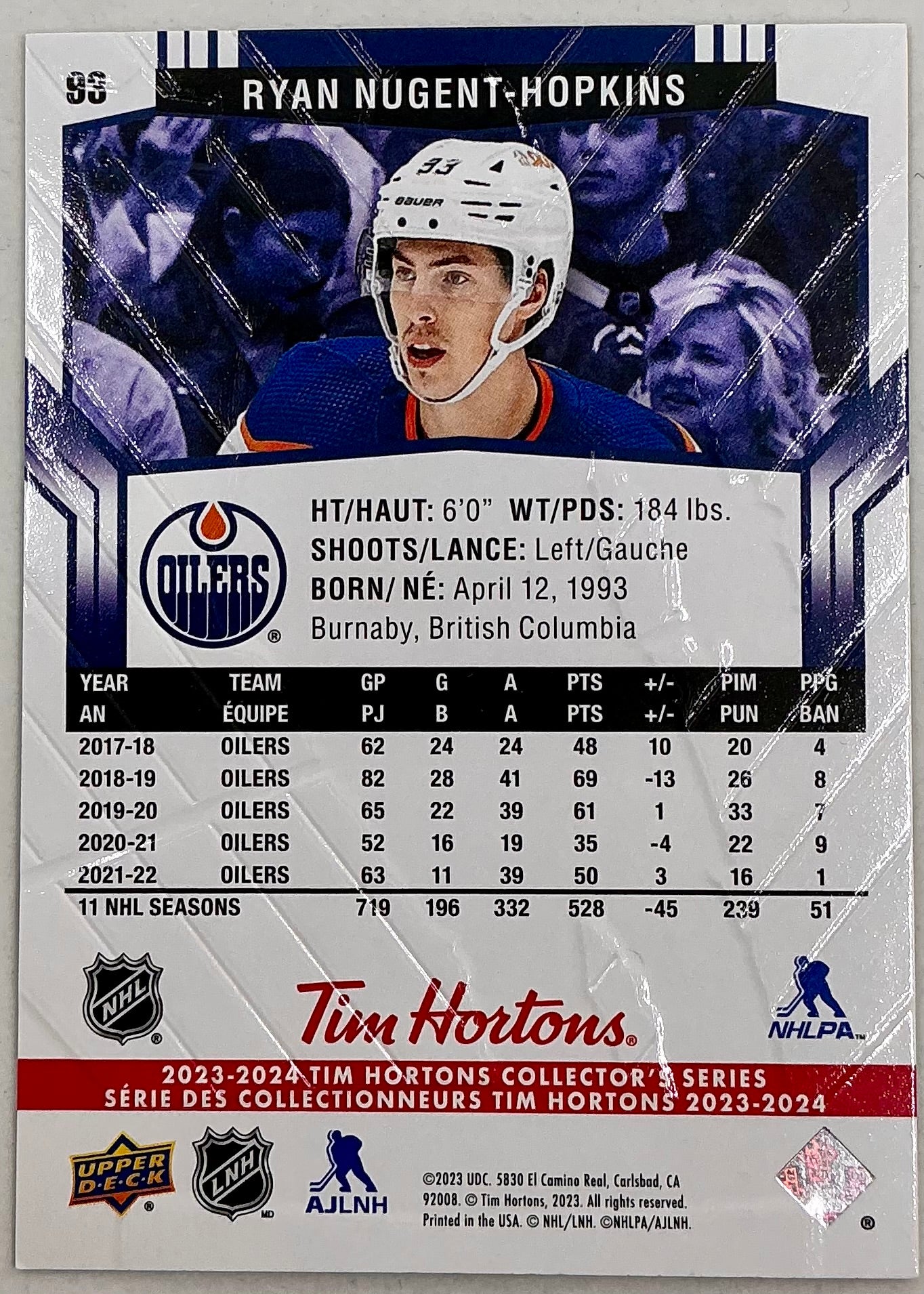 2023-2024 UD Tim Hortons Ryan Nugent-Hopkins #93