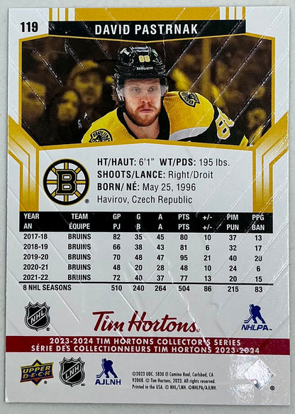 2023-2024 UD Tim Hortons David Pastrnak #119